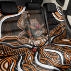 Personalized Wests Tigers Rugby Back Car Seat Cover Aboriginal Dot Art - Dreamtime Rugby Mascot