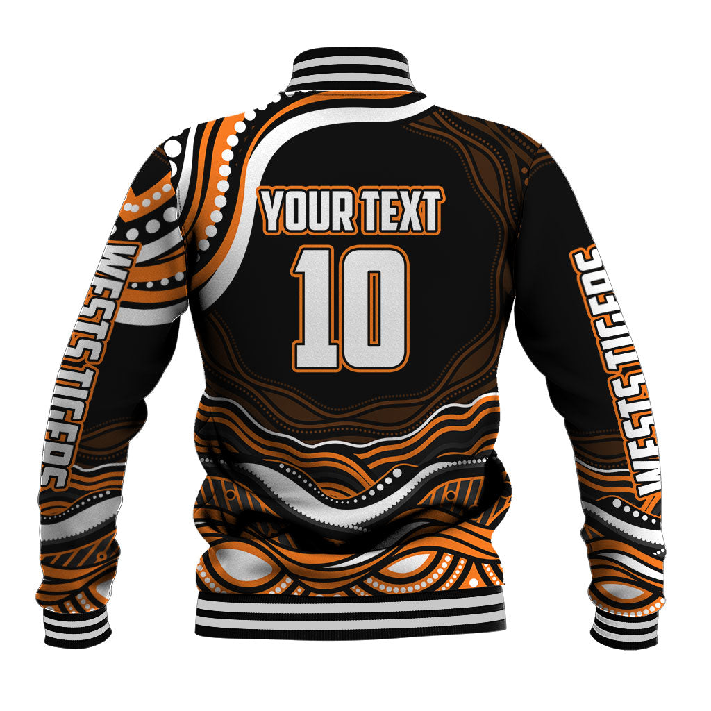 Personalized Wests Tigers Rugby Baseball Jacket Aboriginal Dot Art - Dreamtime Rugby Mascot