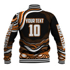 Personalized Wests Tigers Rugby Baseball Jacket Aboriginal Dot Art - Dreamtime Rugby Mascot