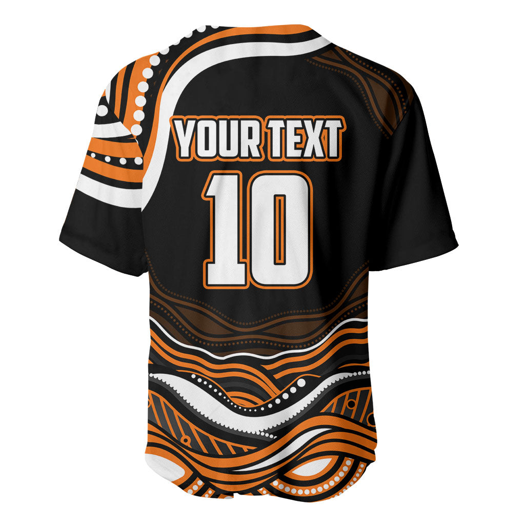 Personalized Wests Tigers Rugby Baseball Jersey Aboriginal Dot Art - Dreamtime Rugby Mascot