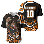 Personalized Wests Tigers Rugby Baseball Jersey Aboriginal Dot Art - Dreamtime Rugby Mascot