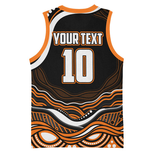 Personalized Wests Tigers Rugby Basketball Jersey Aboriginal Dot Art - Dreamtime Rugby Mascot