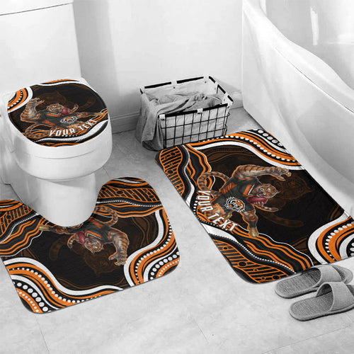 Personalized Wests Tigers Rugby Bathroom Set Aboriginal Dot Art - Dreamtime Rugby Mascot