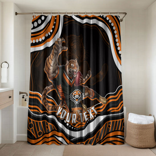Personalized Wests Tigers Rugby Bathroom Set Aboriginal Dot Art - Dreamtime Rugby Mascot