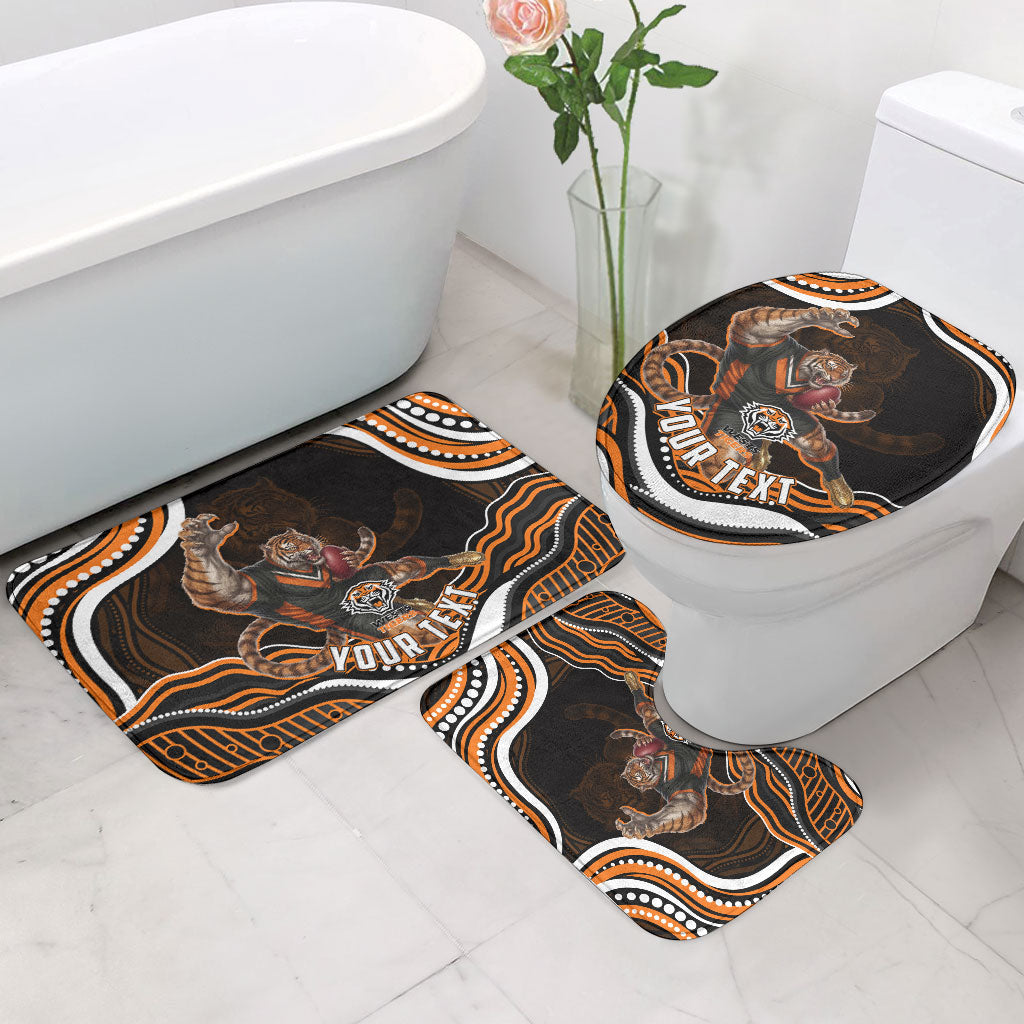 Personalized Wests Tigers Rugby Bathroom Set Aboriginal Dot Art - Dreamtime Rugby Mascot