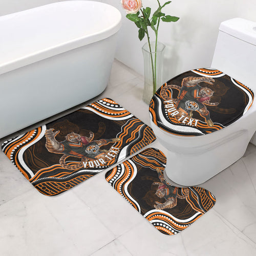 Personalized Wests Tigers Rugby Bathroom Set Aboriginal Dot Art - Dreamtime Rugby Mascot
