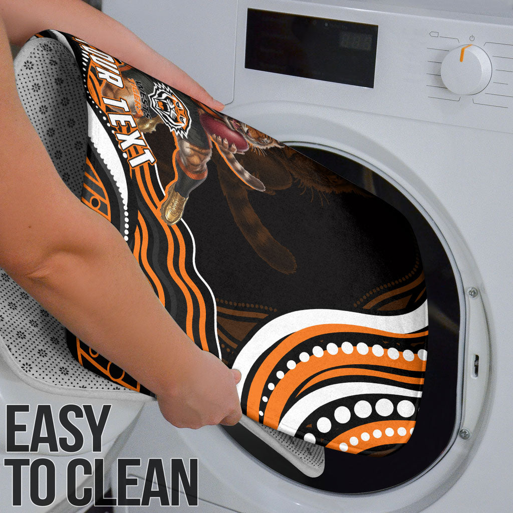 Personalized Wests Tigers Rugby Bathroom Set Aboriginal Dot Art - Dreamtime Rugby Mascot