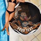 Personalized Wests Tigers Rugby Beach Blanket Aboriginal Dot Art - Dreamtime Rugby Mascot