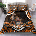 Personalized Wests Tigers Rugby Bedding Set Aboriginal Dot Art - Dreamtime Rugby Mascot