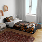 Personalized Wests Tigers Rugby Bedding Set Aboriginal Dot Art - Dreamtime Rugby Mascot
