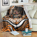 Personalized Wests Tigers Rugby Blanket Aboriginal Dot Art - Dreamtime Rugby Mascot