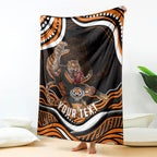 Personalized Wests Tigers Rugby Blanket Aboriginal Dot Art - Dreamtime Rugby Mascot
