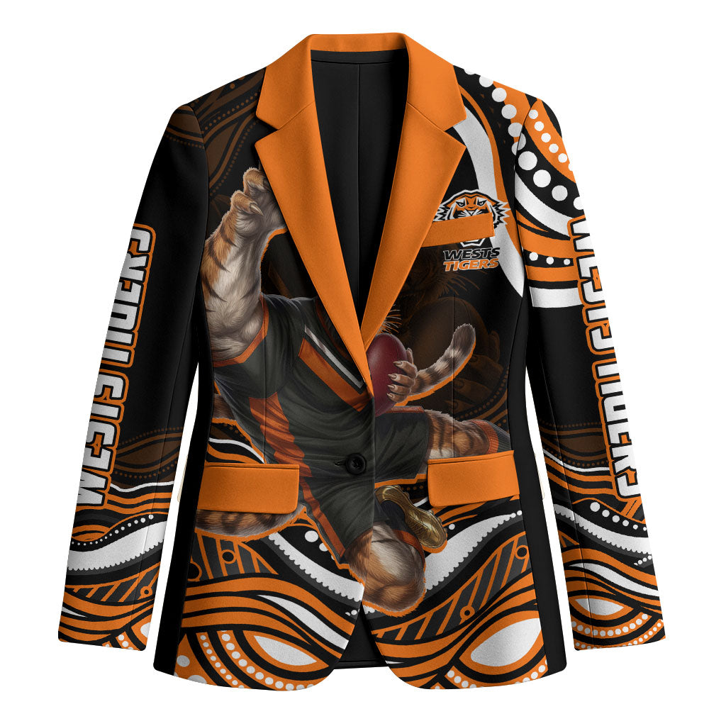 Personalized Wests Tigers Rugby Blazer Aboriginal Dot Art - Dreamtime Rugby Mascot