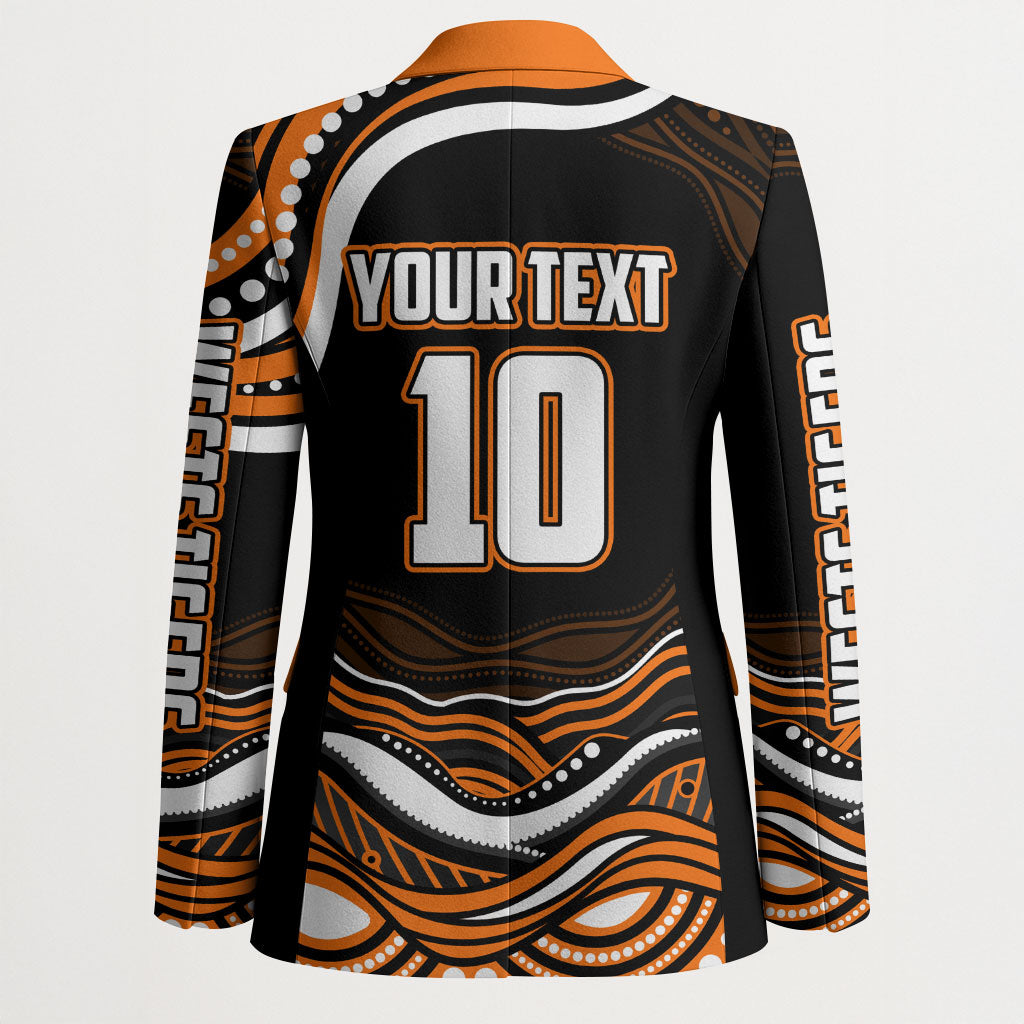 Personalized Wests Tigers Rugby Blazer Aboriginal Dot Art - Dreamtime Rugby Mascot