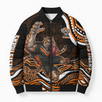 Personalized Wests Tigers Rugby Bomber Puffer Jacket Aboriginal Dot Art - Dreamtime Rugby Mascot