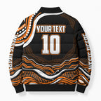 Personalized Wests Tigers Rugby Bomber Puffer Jacket Aboriginal Dot Art - Dreamtime Rugby Mascot