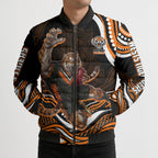 Personalized Wests Tigers Rugby Bomber Puffer Jacket Aboriginal Dot Art - Dreamtime Rugby Mascot