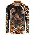 Personalized Wests Tigers Rugby Button Sweatshirt Aboriginal Dot Art - Dreamtime Rugby Mascot