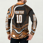 Personalized Wests Tigers Rugby Button Sweatshirt Aboriginal Dot Art - Dreamtime Rugby Mascot