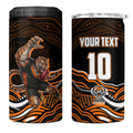 Personalized Wests Tigers Rugby 4 in 1 Can Cooler Tumbler Aboriginal Dot Art - Dreamtime Rugby Mascot