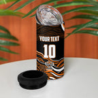 Personalized Wests Tigers Rugby 4 in 1 Can Cooler Tumbler Aboriginal Dot Art - Dreamtime Rugby Mascot