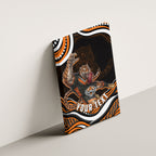 Personalized Wests Tigers Rugby Canvas Wall Art Aboriginal Dot Art - Dreamtime Rugby Mascot