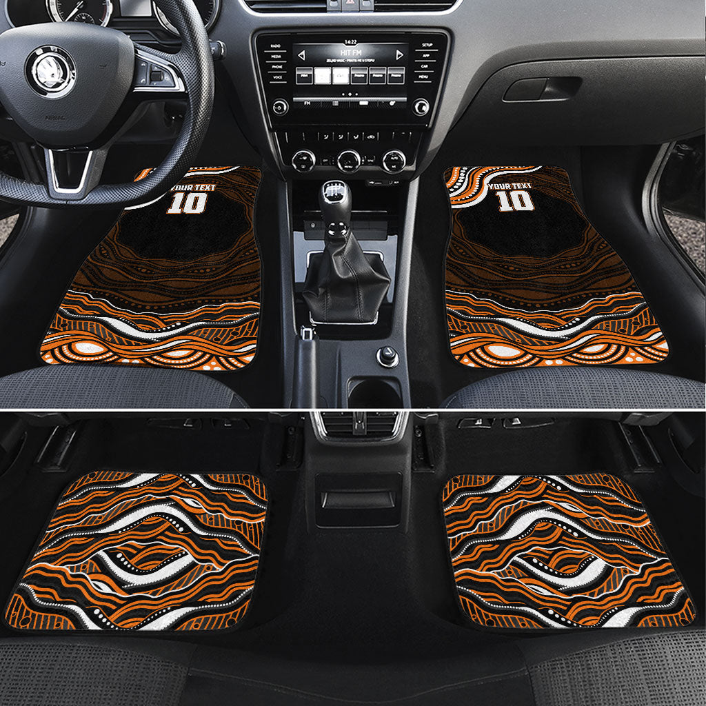Personalized Wests Tigers Rugby Car Mats Aboriginal Dot Art - Dreamtime Rugby Mascot