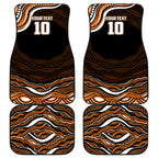Personalized Wests Tigers Rugby Car Mats Aboriginal Dot Art - Dreamtime Rugby Mascot