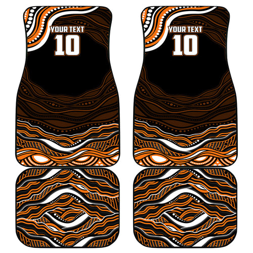 Personalized Wests Tigers Rugby Car Mats Aboriginal Dot Art - Dreamtime Rugby Mascot