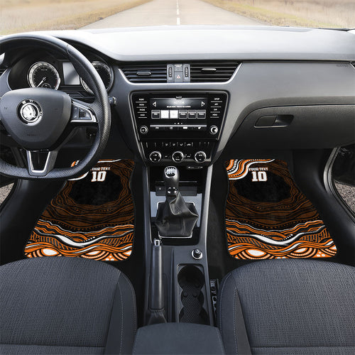 Personalized Wests Tigers Rugby Car Mats Aboriginal Dot Art - Dreamtime Rugby Mascot