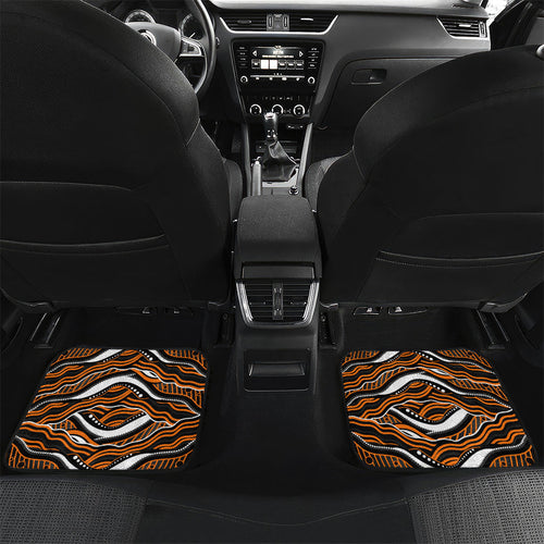 Personalized Wests Tigers Rugby Car Mats Aboriginal Dot Art - Dreamtime Rugby Mascot
