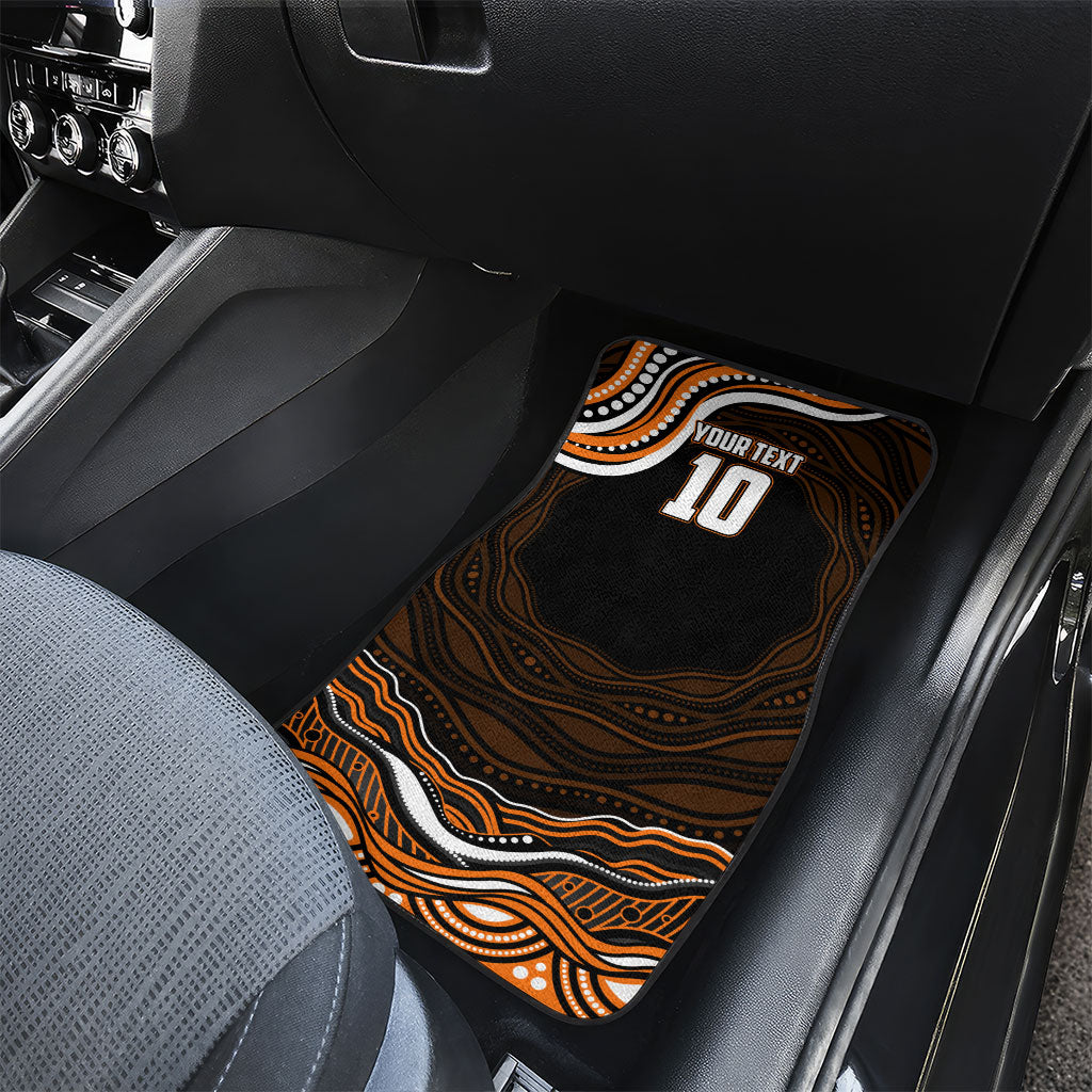 Personalized Wests Tigers Rugby Car Mats Aboriginal Dot Art - Dreamtime Rugby Mascot