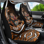 Personalized Wests Tigers Rugby Car Seat Cover Aboriginal Dot Art - Dreamtime Rugby Mascot