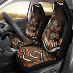 Personalized Wests Tigers Rugby Car Seat Cover Aboriginal Dot Art - Dreamtime Rugby Mascot