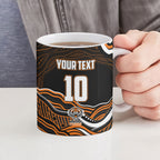 Personalized Wests Tigers Rugby Ceramic Mug Aboriginal Dot Art - Dreamtime Rugby Mascot