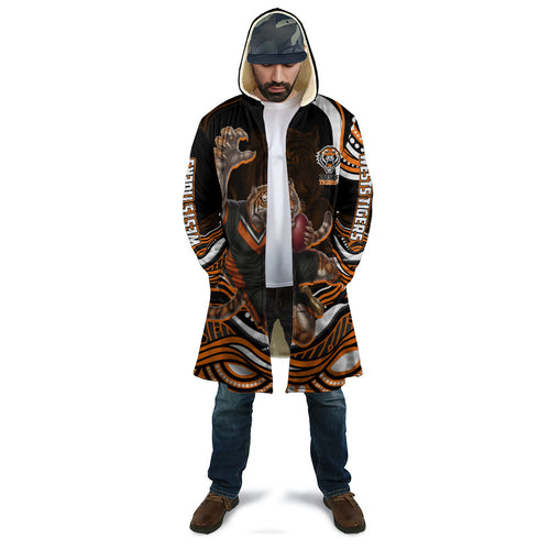 Personalized Wests Tigers Rugby Cloak Aboriginal Dot Art - Dreamtime Rugby Mascot