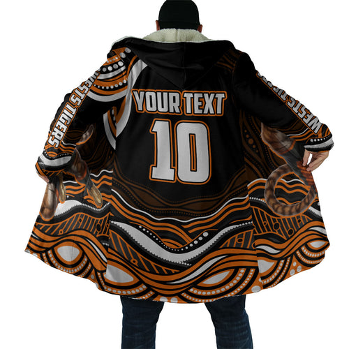 Personalized Wests Tigers Rugby Cloak Aboriginal Dot Art - Dreamtime Rugby Mascot