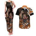 Personalized Wests Tigers Rugby Couples Matching Tank Maxi Dress and Hawaiian Shirt Aboriginal Dot Art - Dreamtime Rugby Mascot