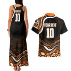 Personalized Wests Tigers Rugby Couples Matching Tank Maxi Dress and Hawaiian Shirt Aboriginal Dot Art - Dreamtime Rugby Mascot