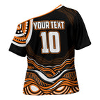 Personalized Wests Tigers Rugby Cross Shoulder Shirt Aboriginal Dot Art - Dreamtime Rugby Mascot