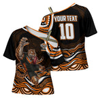 Personalized Wests Tigers Rugby Cross Shoulder Shirt Aboriginal Dot Art - Dreamtime Rugby Mascot