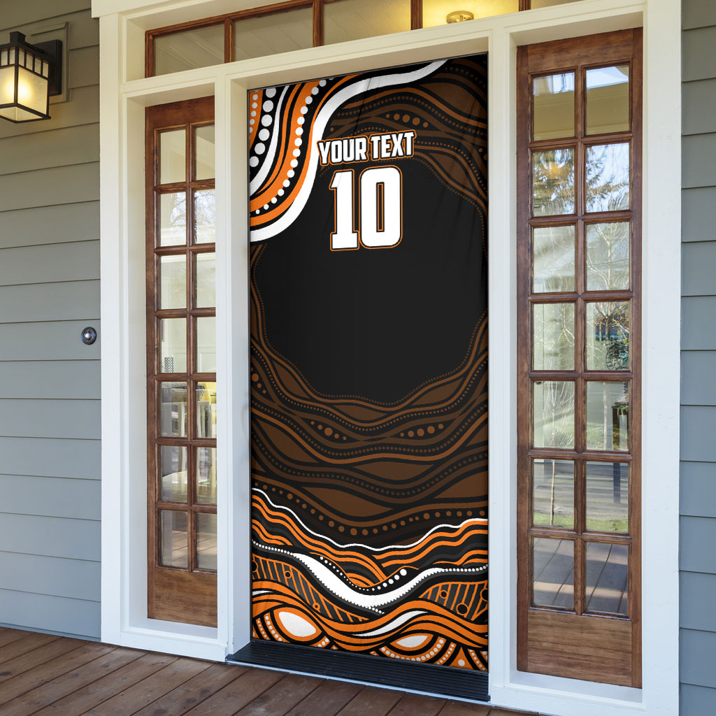 Personalized Wests Tigers Rugby Door Cover Aboriginal Dot Art - Dreamtime Rugby Mascot