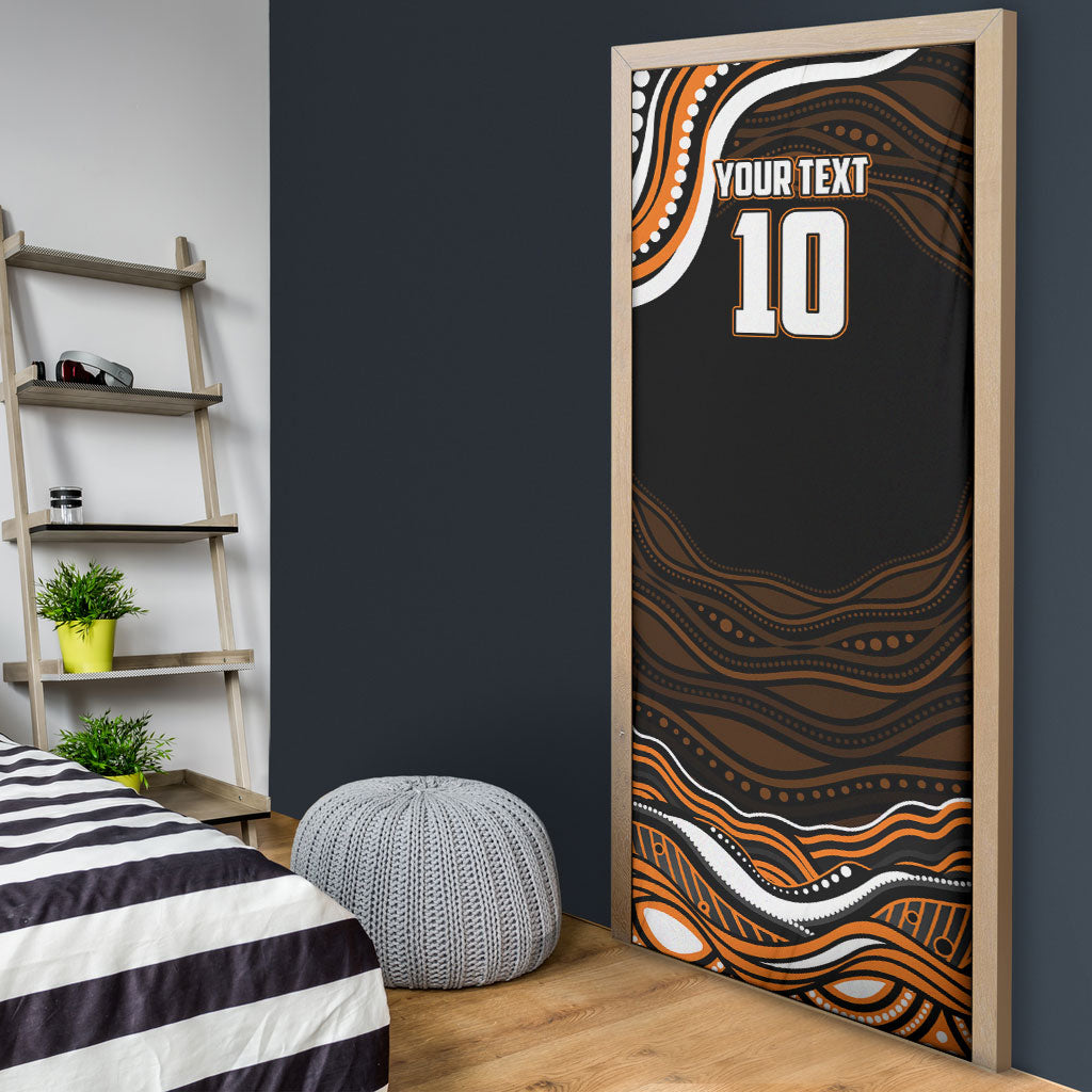 Personalized Wests Tigers Rugby Door Cover Aboriginal Dot Art - Dreamtime Rugby Mascot