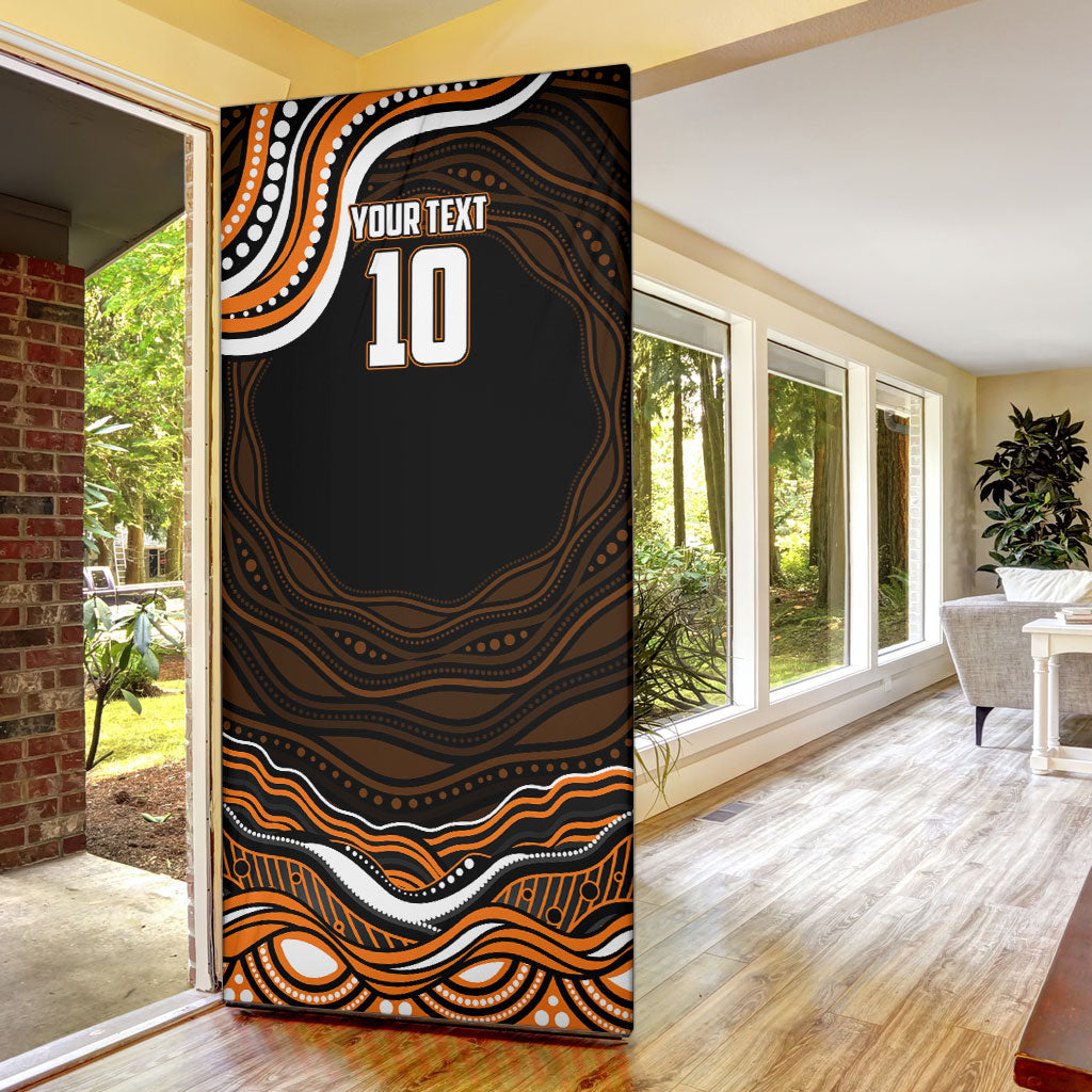Personalized Wests Tigers Rugby Door Cover Aboriginal Dot Art - Dreamtime Rugby Mascot