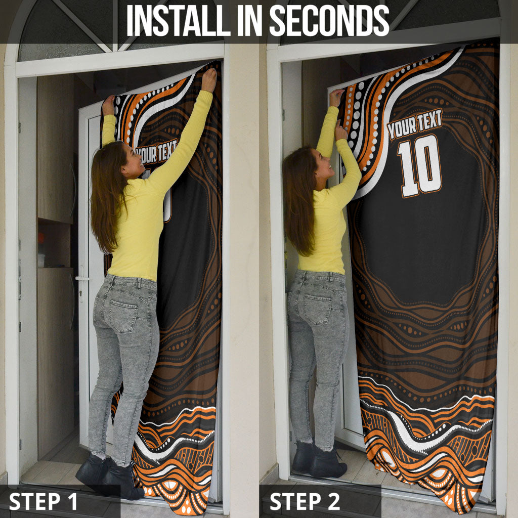Personalized Wests Tigers Rugby Door Cover Aboriginal Dot Art - Dreamtime Rugby Mascot