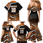 Personalized Wests Tigers Rugby Family Matching Mermaid Dress and Hawaiian Shirt Aboriginal Dot Art - Dreamtime Rugby Mascot