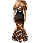 Personalized Wests Tigers Rugby Family Matching Mermaid Dress and Hawaiian Shirt Aboriginal Dot Art - Dreamtime Rugby Mascot