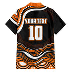Personalized Wests Tigers Rugby Family Matching Off The Shoulder Long Sleeve Dress and Hawaiian Shirt Aboriginal Dot Art - Dreamtime Rugby Mascot