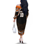 Personalized Wests Tigers Rugby Family Matching Off The Shoulder Long Sleeve Dress and Hawaiian Shirt Aboriginal Dot Art - Dreamtime Rugby Mascot
