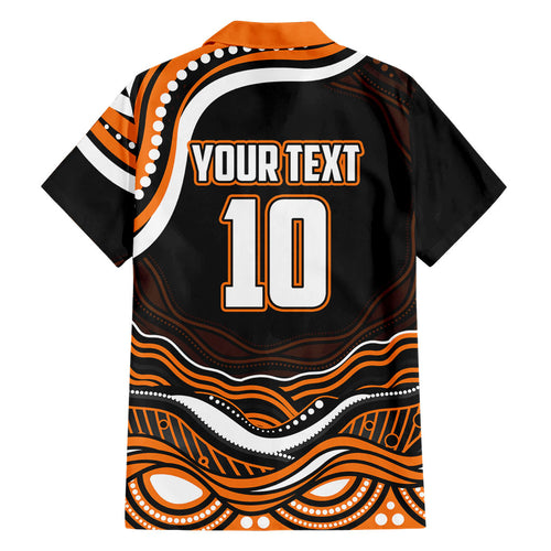 Personalized Wests Tigers Rugby Family Matching Off Shoulder Maxi Dress and Hawaiian Shirt Aboriginal Dot Art - Dreamtime Rugby Mascot